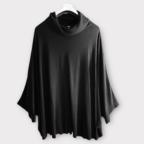 ellos Sweaters - New! Ellos Women’s Plus Black Turtleneck Poncho Sweater